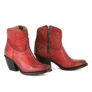 Lucchese Gwen Red Western Ankle Boots